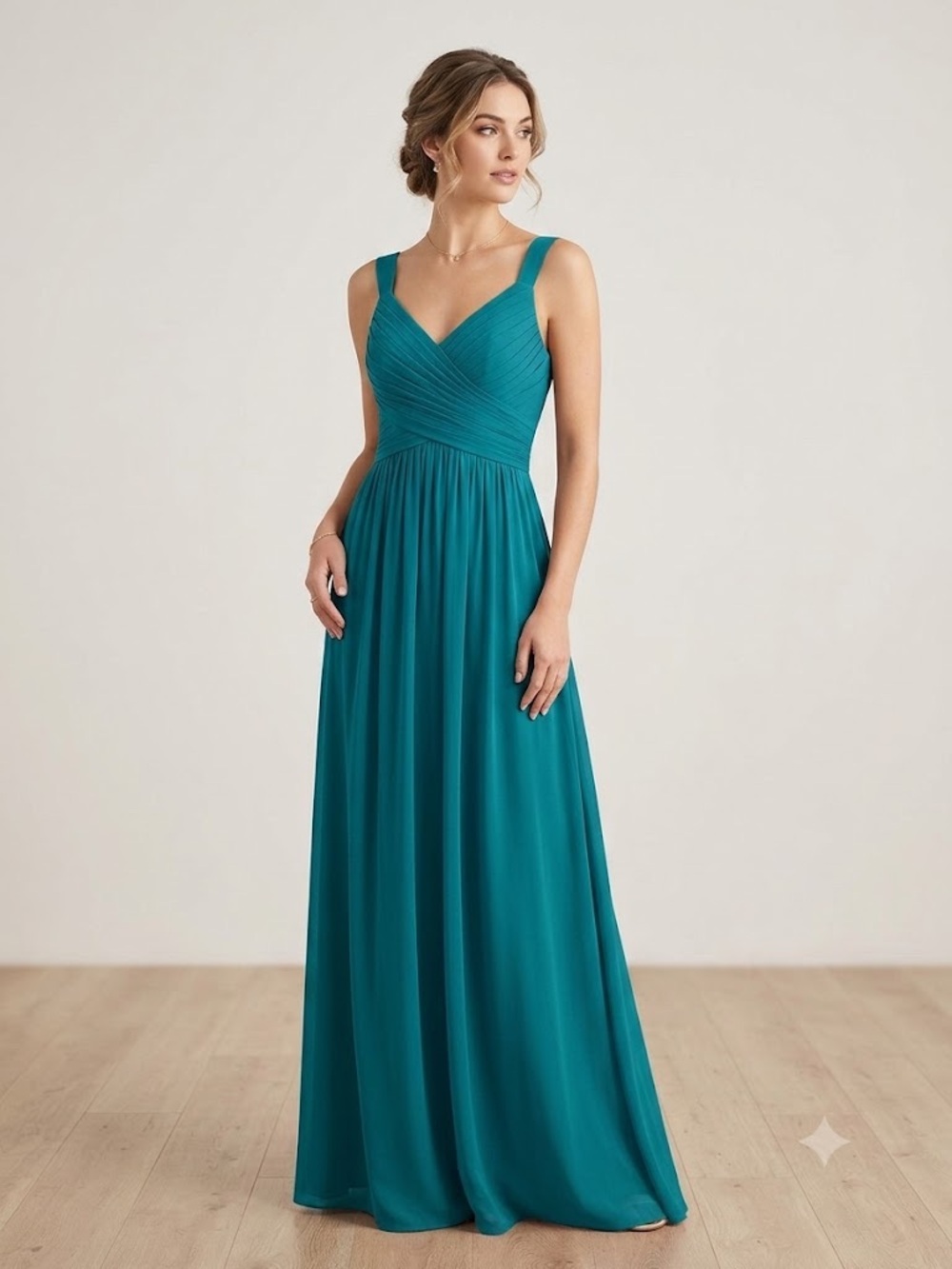 Ann Taylor NWT 100% Silk Teal Blue Green Maxi Formal Bridesmaid Evening Gown 6